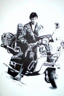 QUADROPHENIA - 'JIMMY' (PHIL DANIELS.) ON HIS LAMBRETTA. SIZE: 36" X 24".